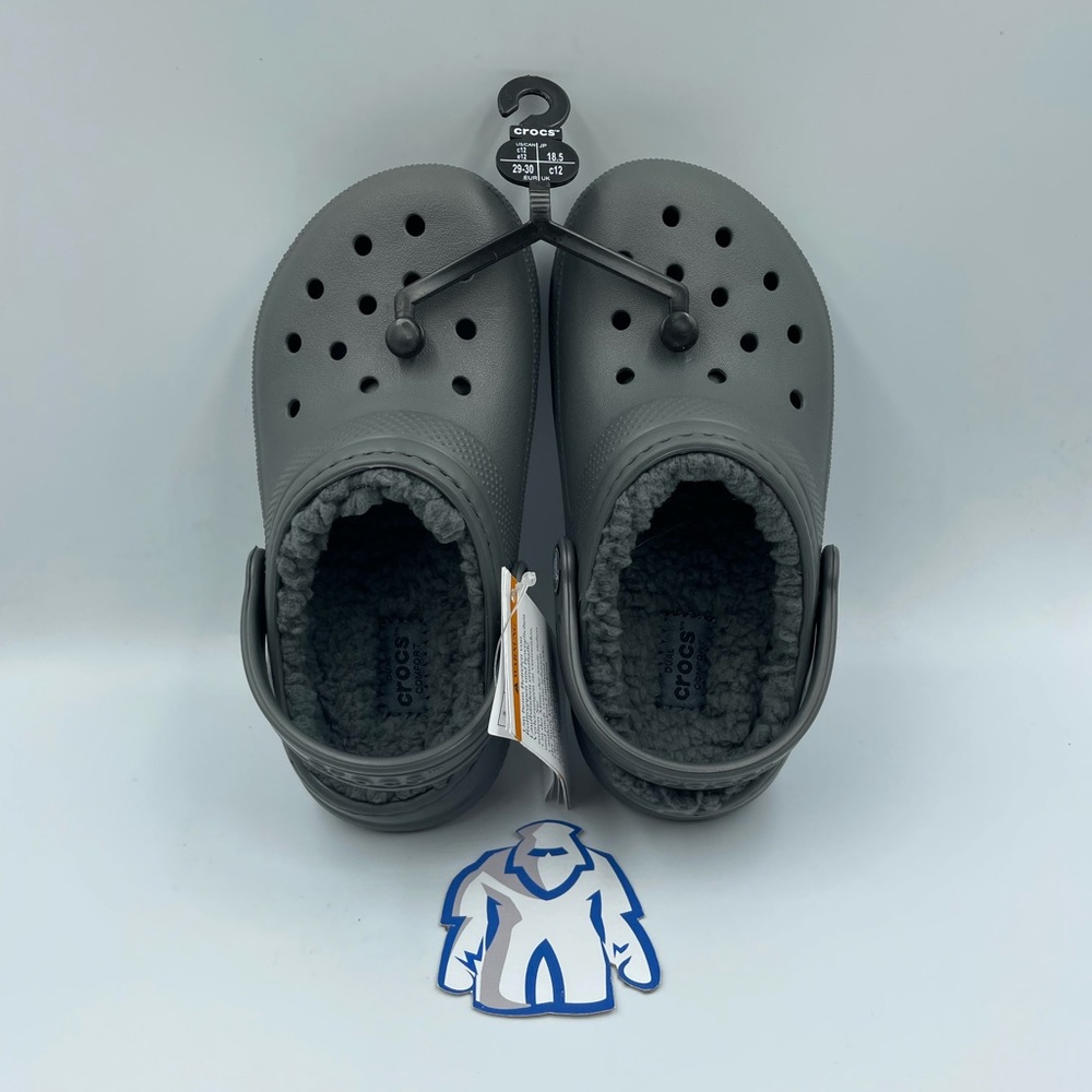 CROCS Kids Lined Clogs in Gray